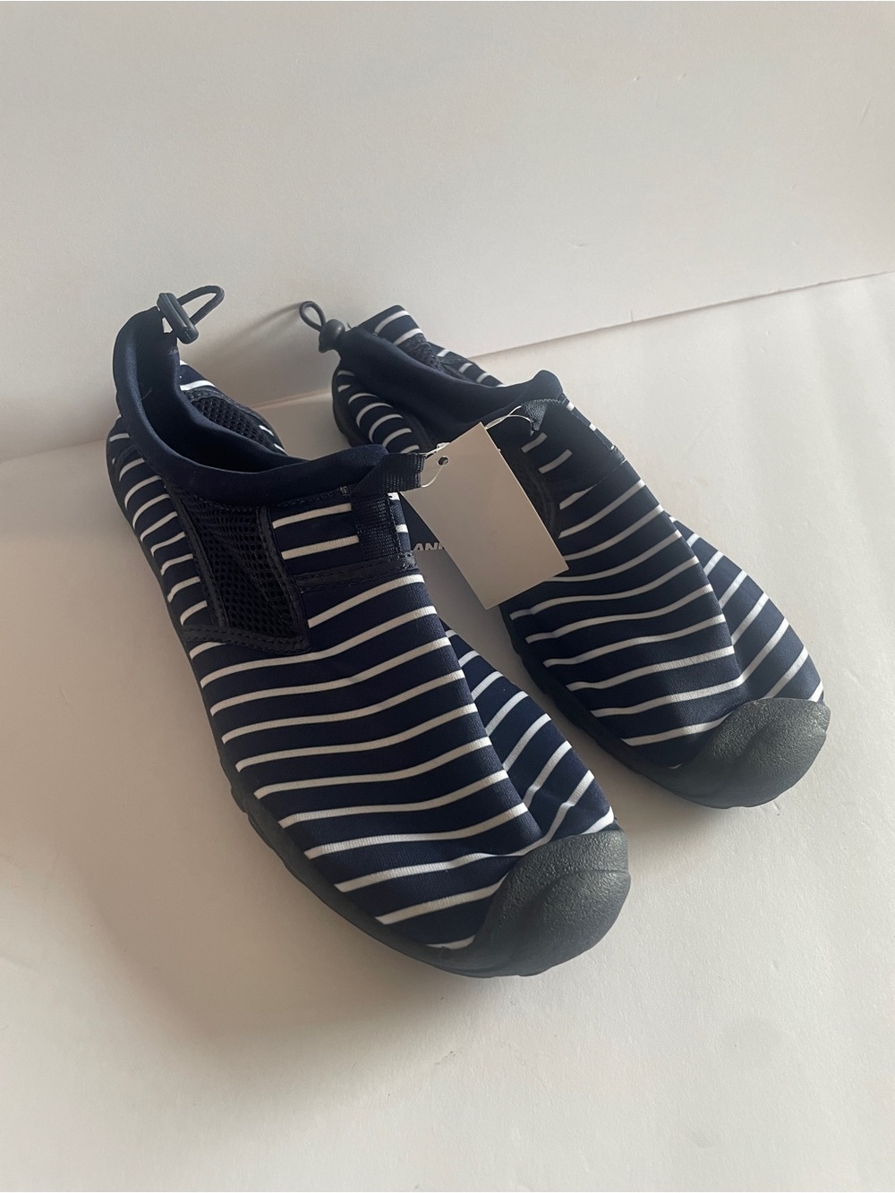 Lands End NWT Navy & White Striped Water Shoes, sz 11